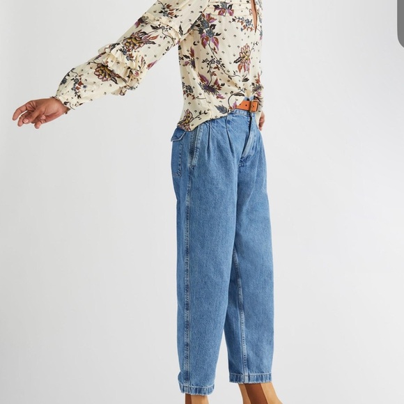 NWT Edwin Anthropology Isla Jeans Crush Size 31 Ankle Length Pleated High Waist - Picture 2 of 16